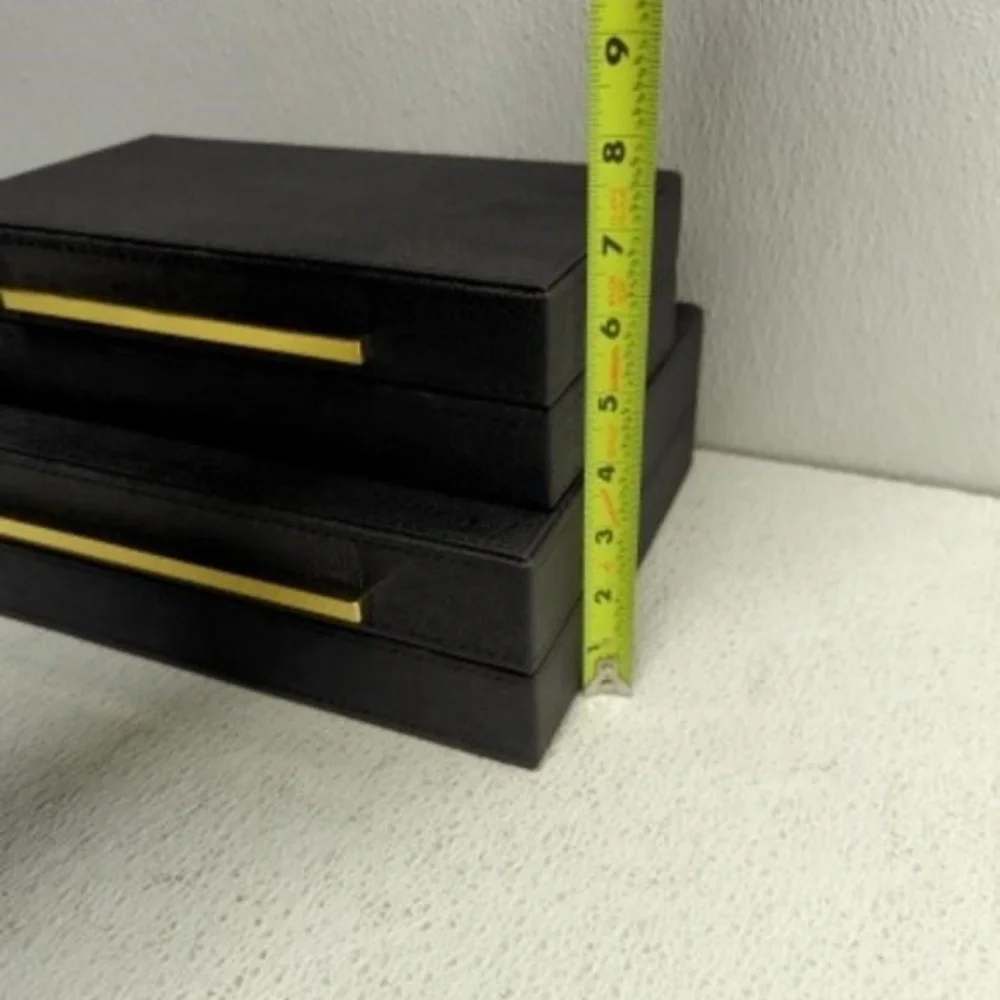 Black Jewelry Organizer Box with Gold Accent - Sleek Storage